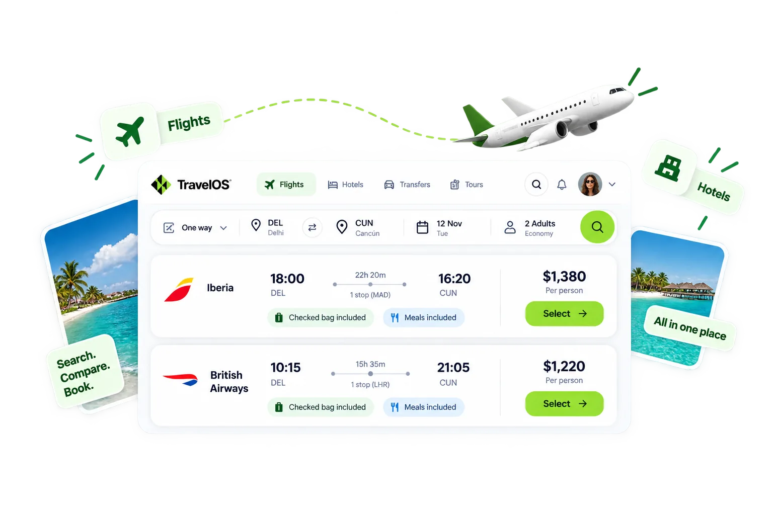 Build the trip with live rates